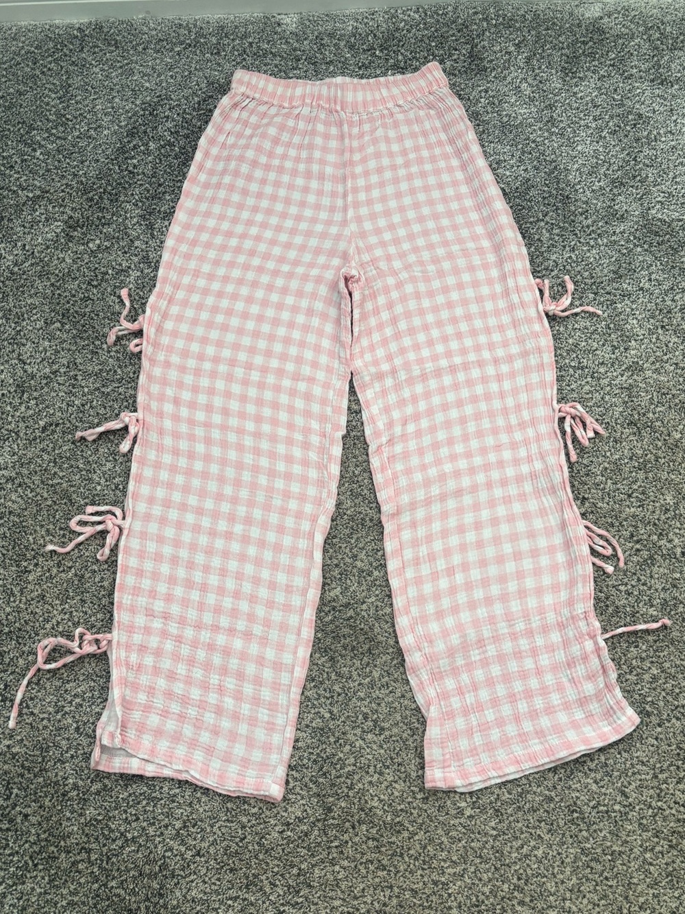 Pink Gingham Tie-Side Lounge Pants